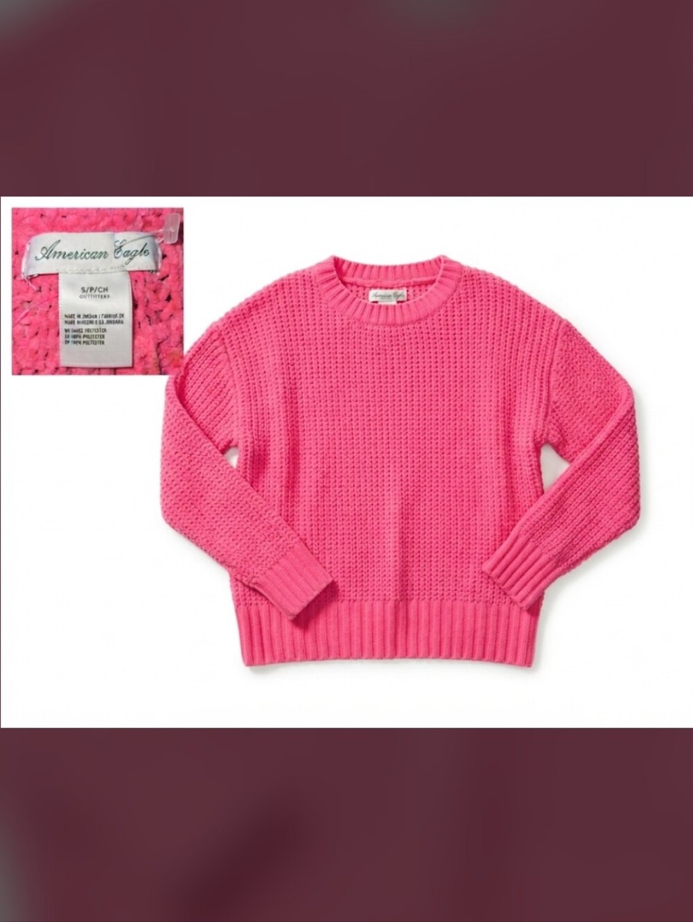 American Eagle Outfitters Hot Pink Women's Crewneck Sweater